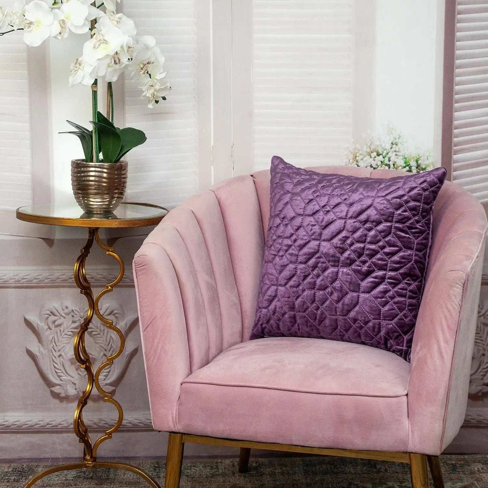 Purple Quilted Velvet Geo Decorative Throw Pillow - Homeroots - Flyclothing LLC