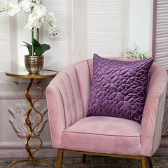 Purple Quilted Velvet Geo Decorative Throw Pillow - Homeroots