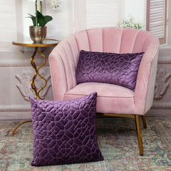 Purple Quilted Velvet Geo Decorative Throw Pillow - Homeroots