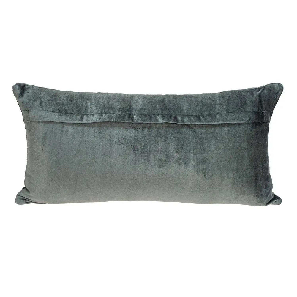 Charcoal Quilted Velvet Geo Lumbar Decorative Pillow - Homeroots - Flyclothing LLC