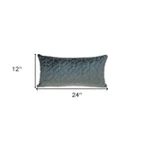 Charcoal Quilted Velvet Geo Lumbar Decorative Pillow - Homeroots - Flyclothing LLC