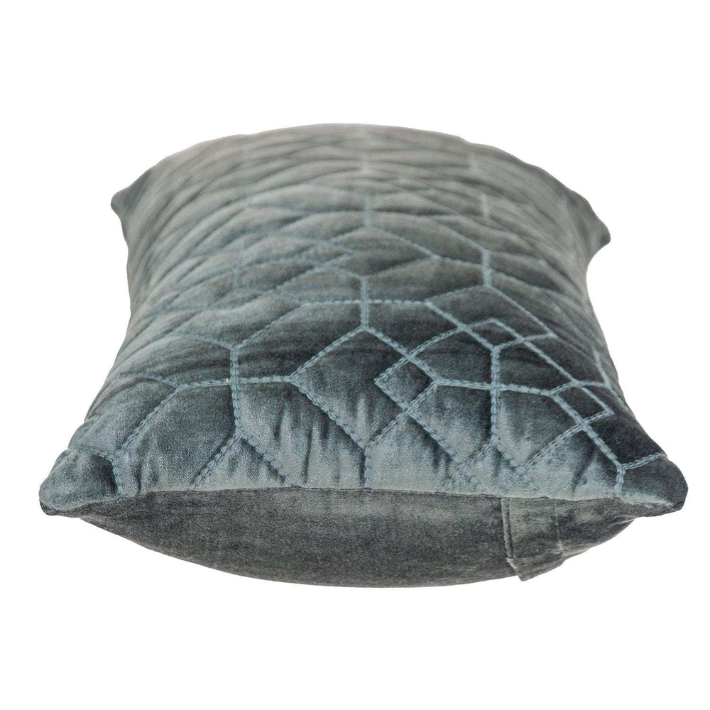 Charcoal Quilted Velvet Geo Lumbar Decorative Pillow - Homeroots - Flyclothing LLC