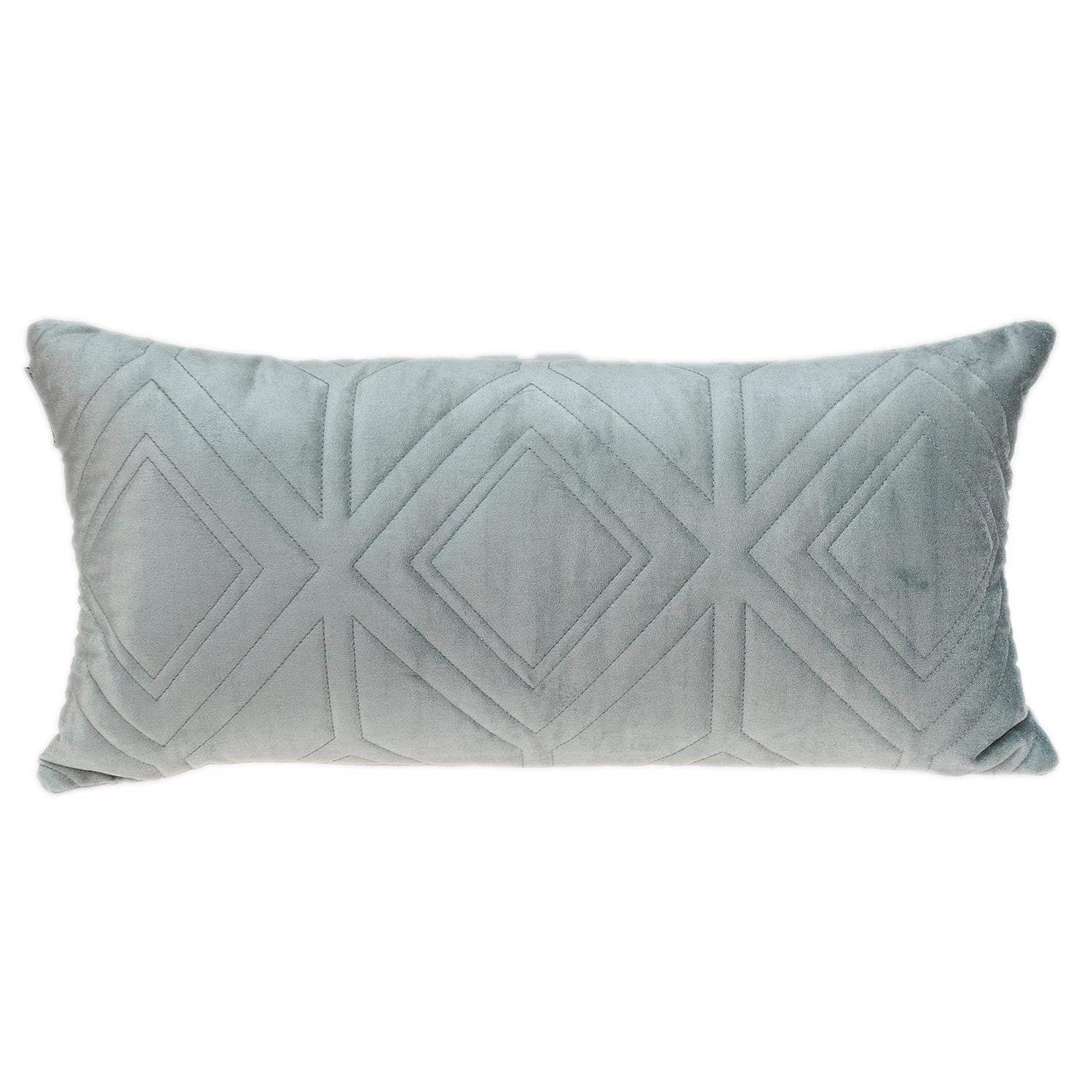 Gray Quilted Diamonds Velvet Solid Color Lumbar Pillow - Homeroots - Flyclothing LLC