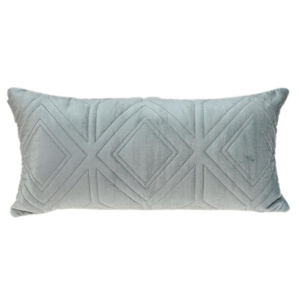 Gray Quilted Diamonds Velvet Solid Color Lumbar Pillow - Homeroots