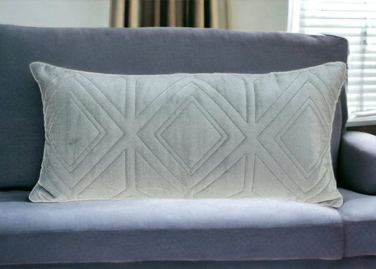 Gray Quilted Diamonds Velvet Solid Color Lumbar Pillow - Homeroots - Flyclothing LLC