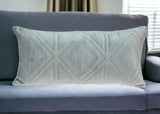 Gray Quilted Diamonds Velvet Solid Color Lumbar Pillow - Homeroots