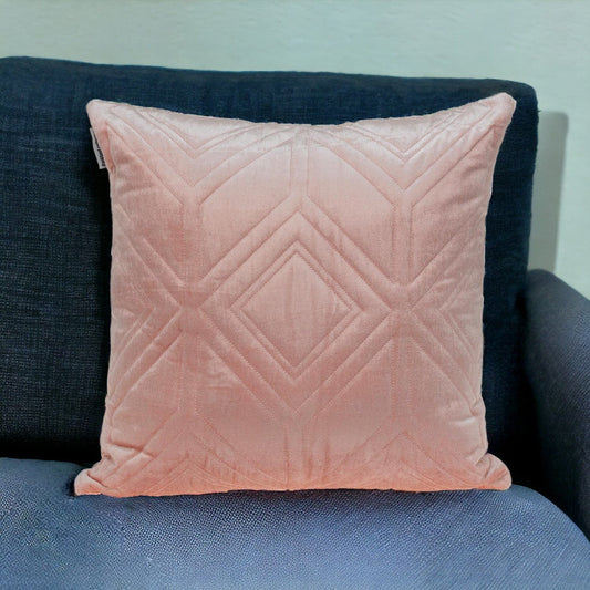 Pink Quilted Diamonds Velvet Solid Color Throw Pillow - Homeroots