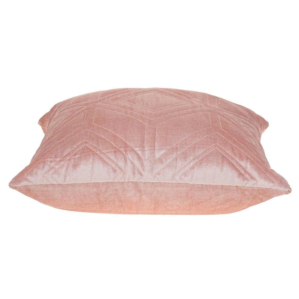 Pink Quilted Diamonds Velvet Solid Color Throw Pillow - Homeroots - Flyclothing LLC