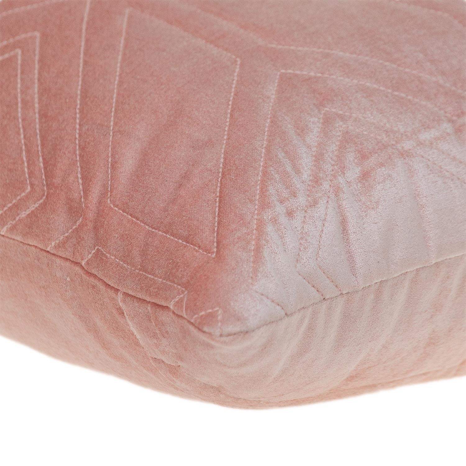 Pink Quilted Diamonds Velvet Solid Color Throw Pillow - Homeroots - Flyclothing LLC