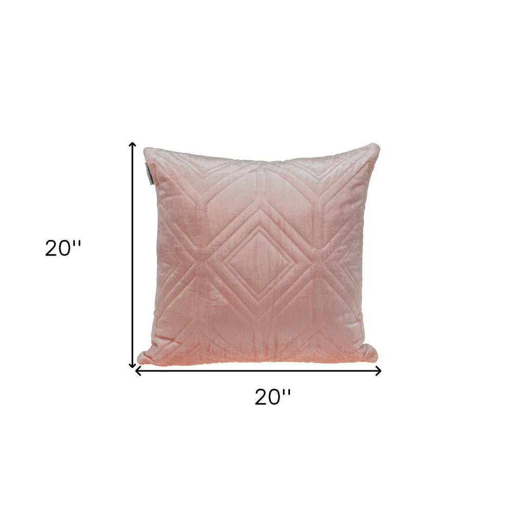 Pink Quilted Diamonds Velvet Solid Color Throw Pillow - Homeroots - Flyclothing LLC