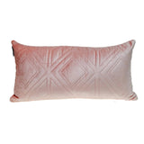 Pink Quilted Diamonds Velvet Solid Color Lumbar Pillow - Homeroots