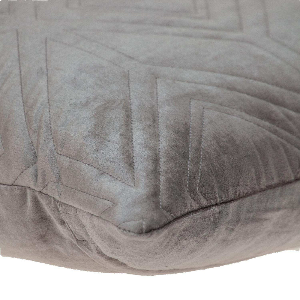 Taupe Quilted Diamonds Velvet Solid Color Throw Pillow - Homeroots - Flyclothing LLC