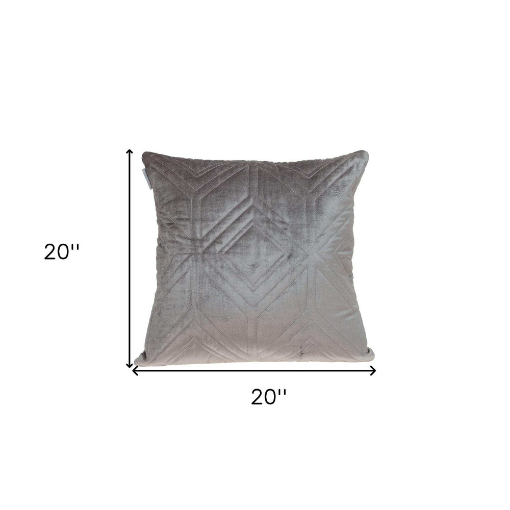 Taupe Quilted Diamonds Velvet Solid Color Throw Pillow - Homeroots - Flyclothing LLC