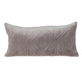 Taupe Quilted Diamonds Velvet Solid Color Lumbar Pillow - Homeroots