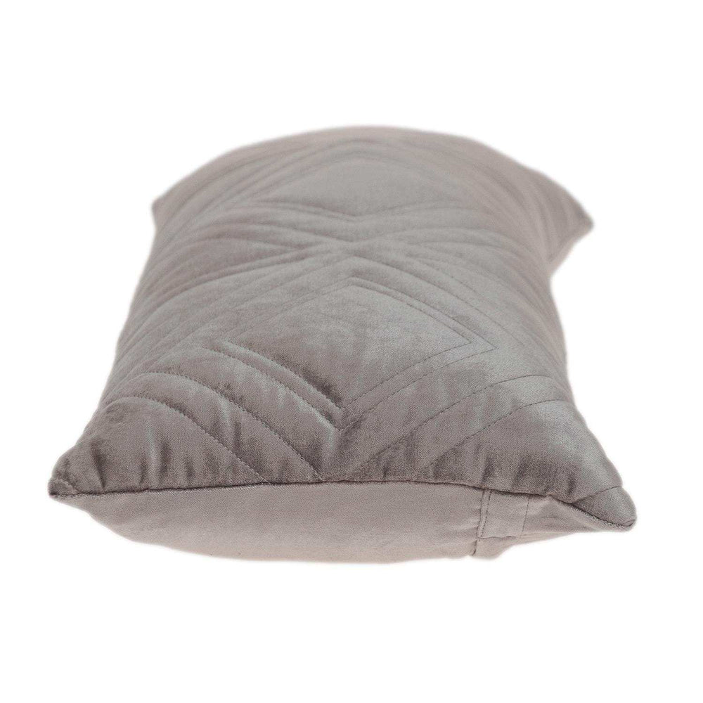 Taupe Quilted Diamonds Velvet Solid Color Lumbar Pillow - Homeroots - Flyclothing LLC