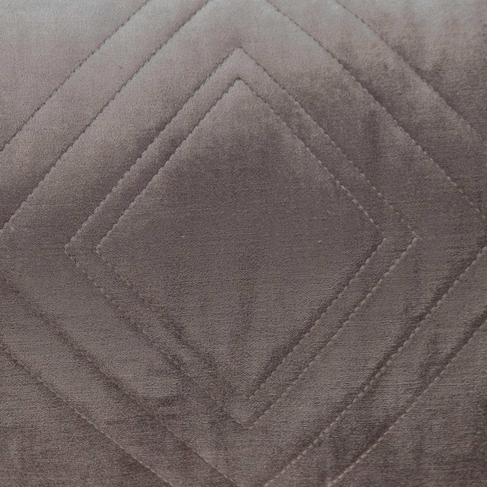 Taupe Quilted Diamonds Velvet Solid Color Lumbar Pillow - Homeroots - Flyclothing LLC