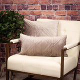 Taupe Quilted Diamonds Velvet Solid Color Lumbar Pillow - Homeroots - Flyclothing LLC