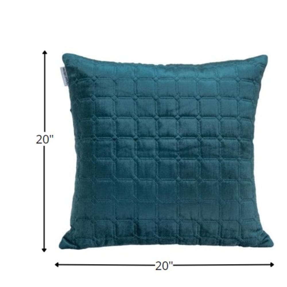 20" Teal Cotton Blend Throw Pillow - Homeroots