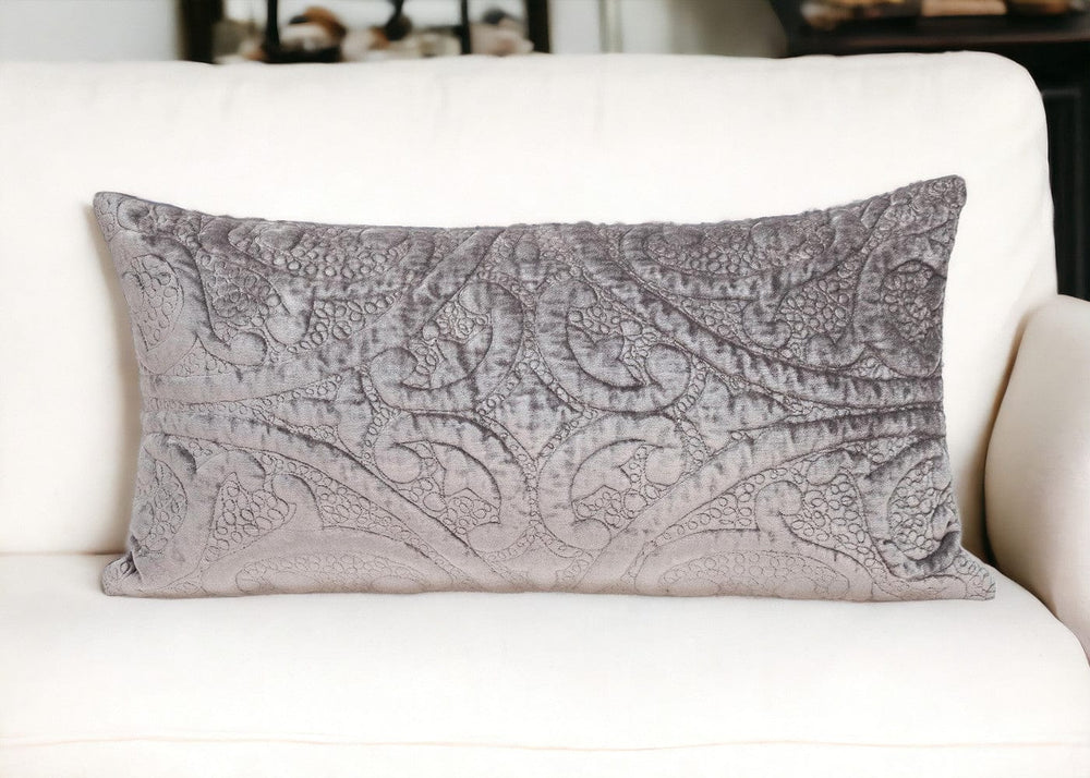 12" X 24" Taupe Cotton Blend Throw Pillow - Homeroots