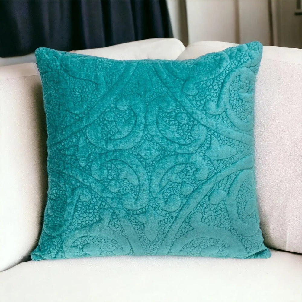 20" Aqua Cotton Blend Throw Pillow - Homeroots