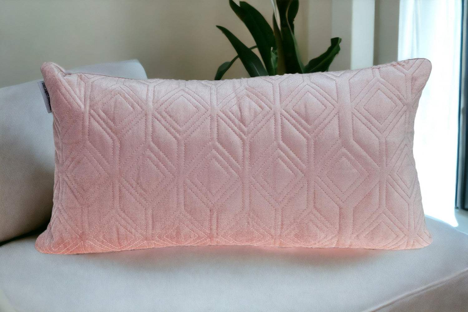 Tufted Diamonds Rose Gold Velvet Lumbar Accent Pillow - Homeroots - Flyclothing LLC