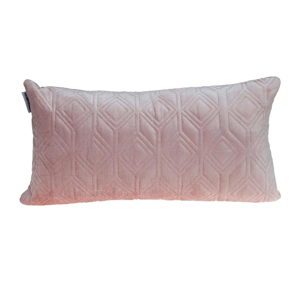 Tufted Diamonds Rose Gold Velvet Lumbar Accent Pillow - Homeroots