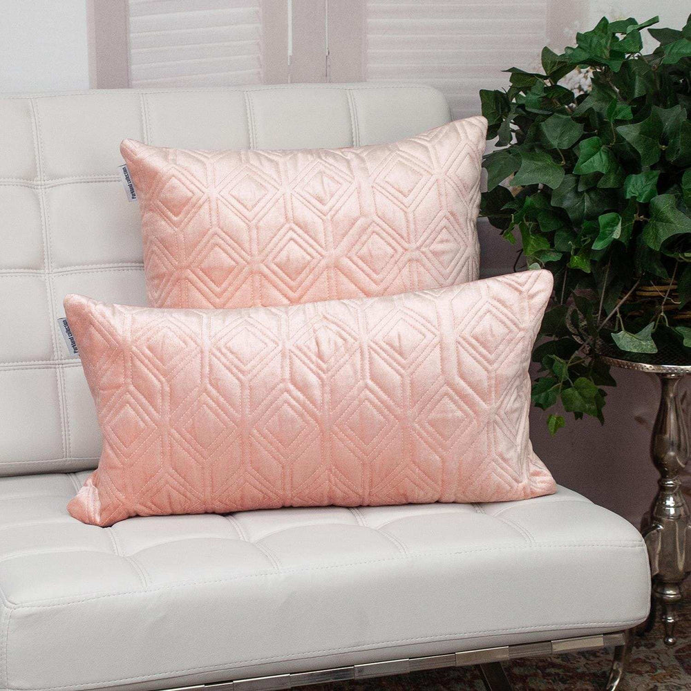 Tufted Diamonds Rose Gold Velvet Lumbar Accent Pillow - Homeroots - Flyclothing LLC