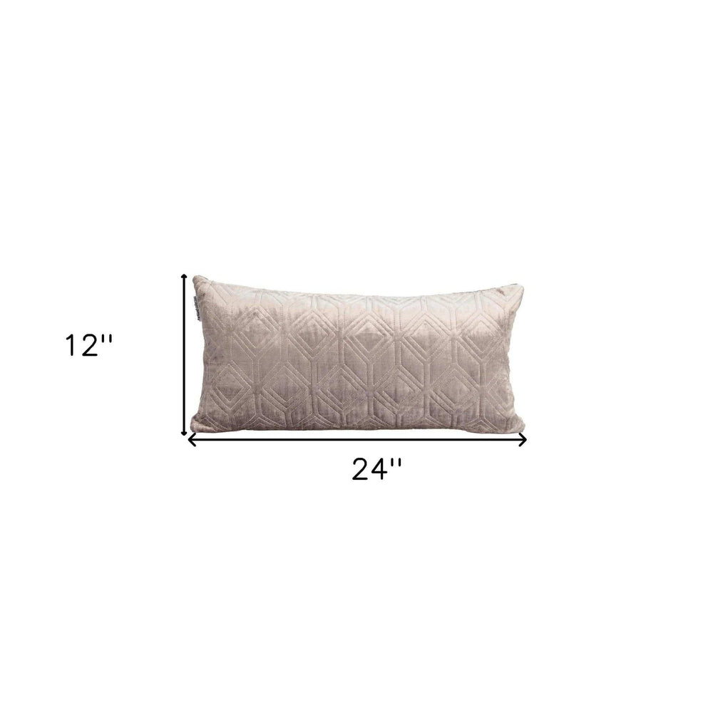 Tufted Diamonds Taupe Velvet Lumbar Accent Pillow - Homeroots - Flyclothing LLC