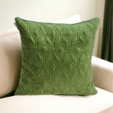 Tufted Diamonds Olive Velvet Accent Pillow - Homeroots