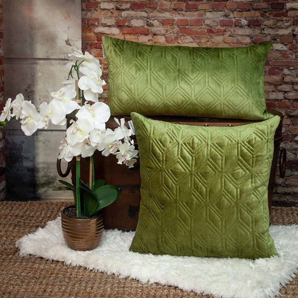 Tufted Diamonds Olive Velvet Accent Pillow - Homeroots - Flyclothing LLC