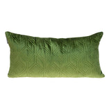 Tufted Diamonds Olive Velvet Lumbar Accent Pillow - Homeroots