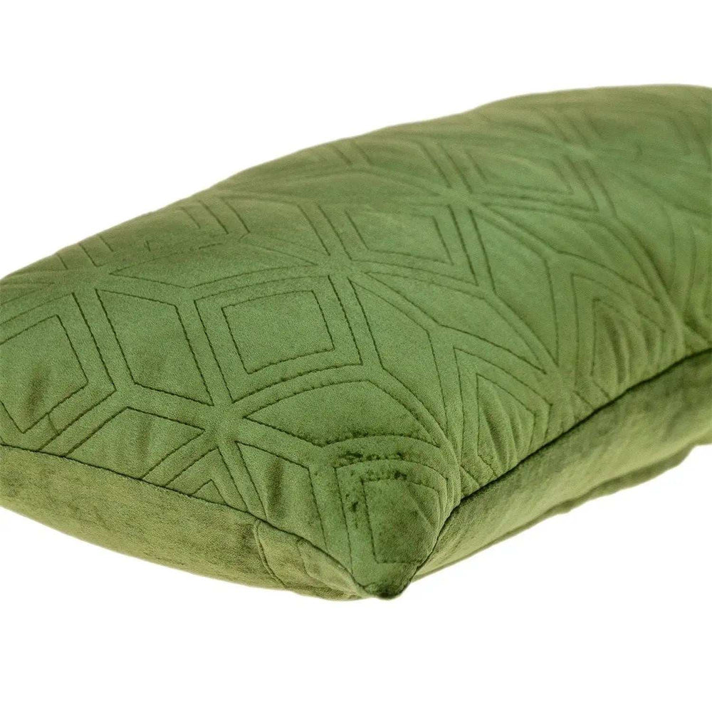 Tufted Diamonds Olive Velvet Lumbar Accent Pillow - Homeroots - Flyclothing LLC