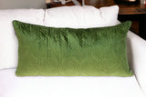 Tufted Diamonds Olive Velvet Lumbar Accent Pillow - Homeroots