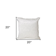 20" White Cotton Blend Throw Pillow