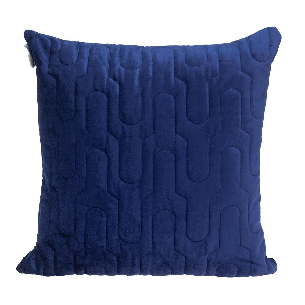 Geometric Lush Quilted Blue Throw Pillow - Homeroots