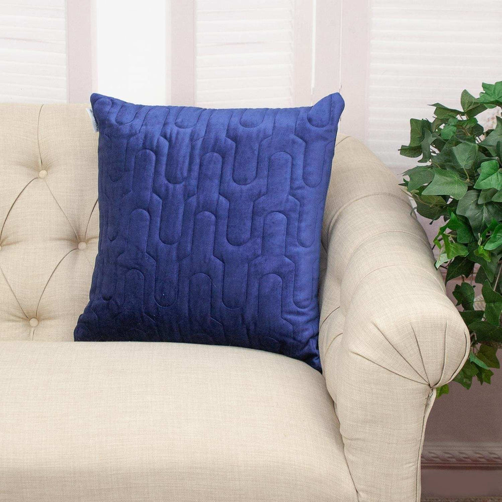 Geometric Lush Quilted Blue Throw Pillow - Homeroots - Flyclothing LLC