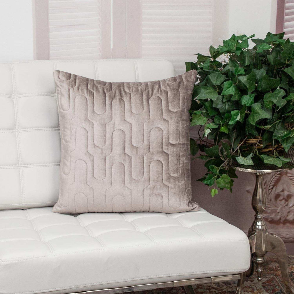 Geometric Lush Quilted Taupe Throw Pillow - Homeroots - Flyclothing LLC