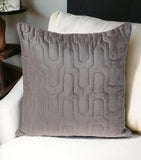 Geometric Lush Quilted Taupe Throw Pillow - Homeroots