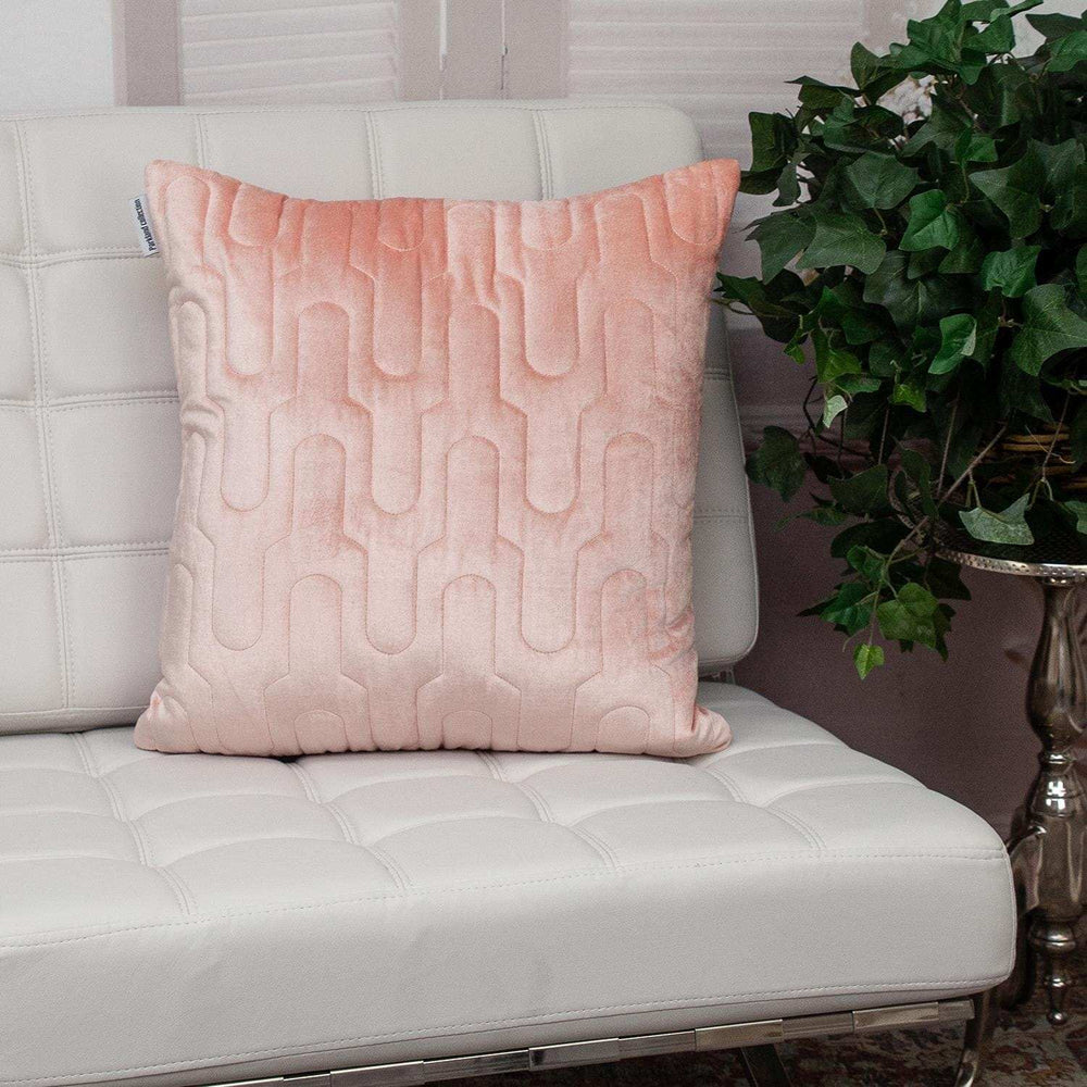 Geometric Lush Quilted Metallic Pink Throw Pillow - Homeroots - Flyclothing LLC