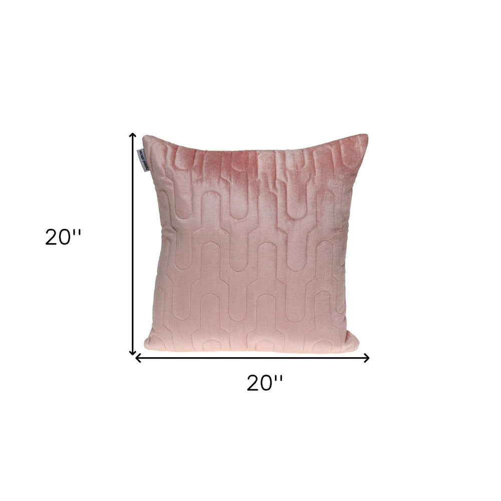 Geometric Lush Quilted Metallic Pink Throw Pillow - Homeroots - Flyclothing LLC