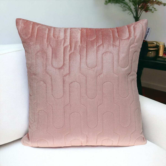Geometric Lush Quilted Metallic Pink Throw Pillow - Homeroots - Flyclothing LLC