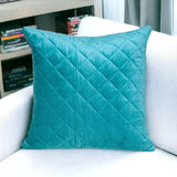Tufted Diamond Aqua Transitional Square Pillow - Homeroots