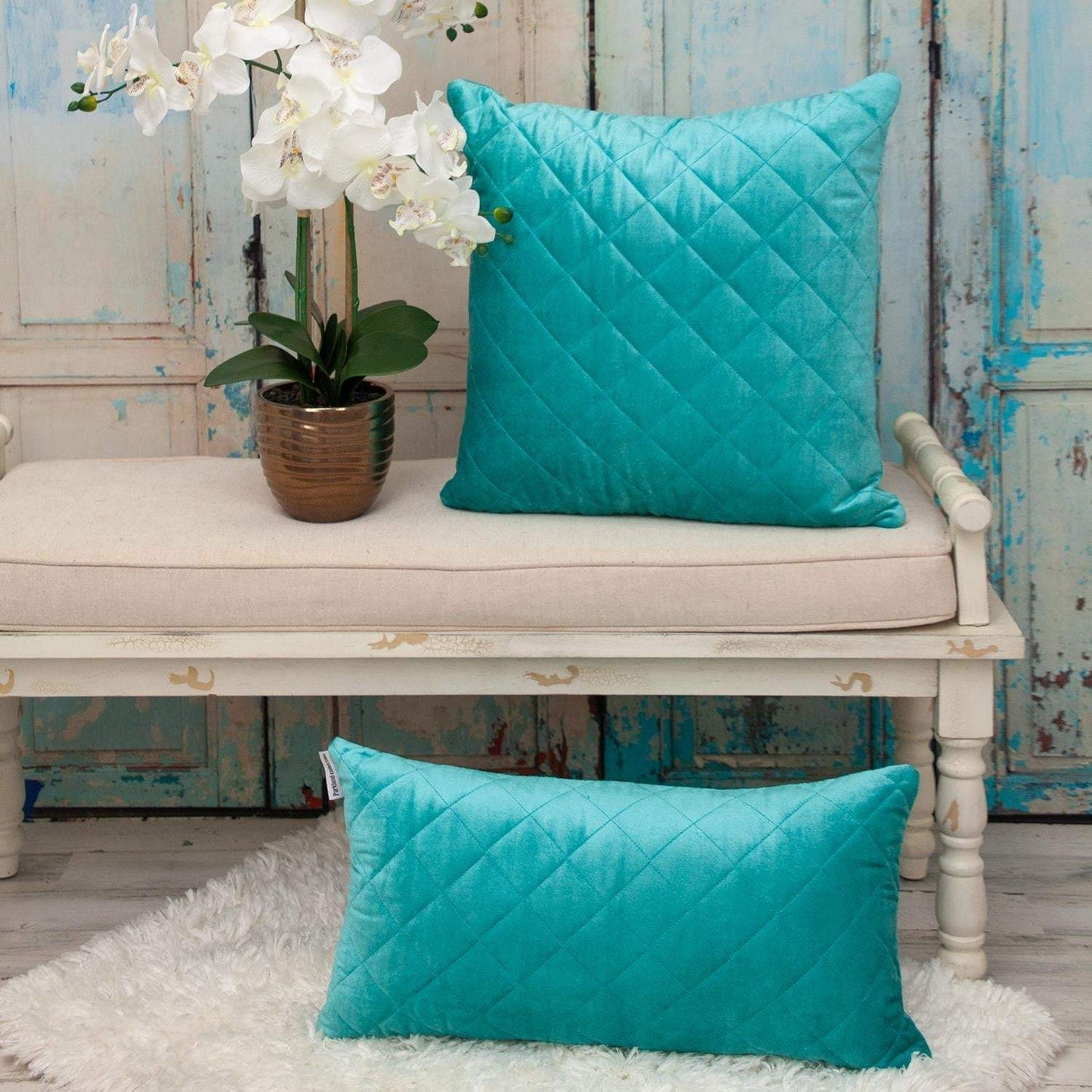 Tufted Diamond Aqua Transitional Square Pillow - Homeroots - Flyclothing LLC