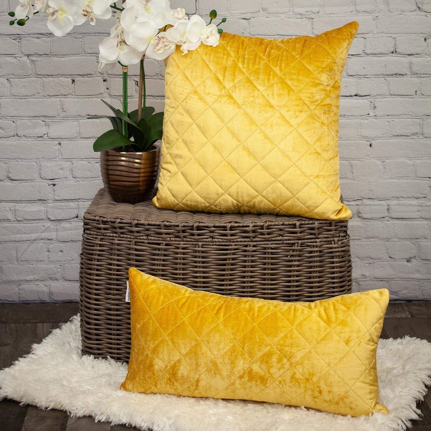 Tufted Diamond Yellow Ochre Transitional Lumbar Pillow - Homeroots - Flyclothing LLC
