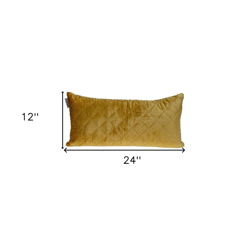 Tufted Diamond Yellow Ochre Transitional Lumbar Pillow - Homeroots - Flyclothing LLC