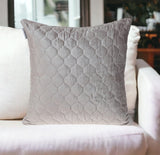 Taupe Tufted Velvet Quilted Throw Pillow - Homeroots