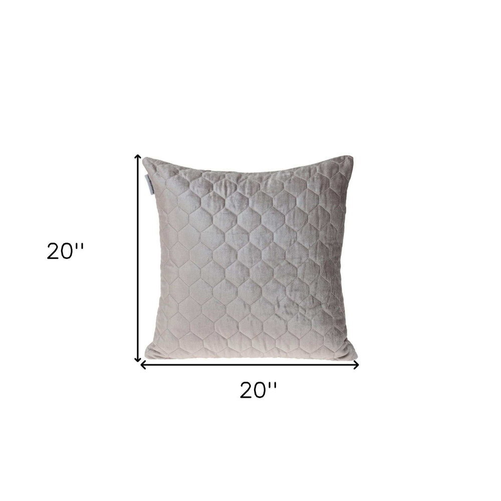 Taupe Tufted Velvet Quilted Throw Pillow - Homeroots - Flyclothing LLC