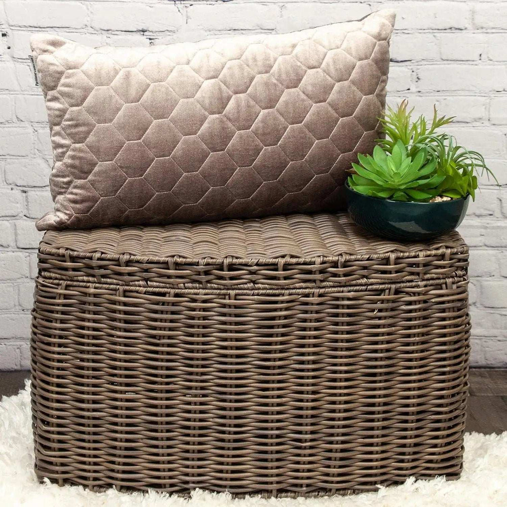 Taupe Tufted Velvet Quilted Lumbar Throw Pillow - Homeroots - Flyclothing LLC