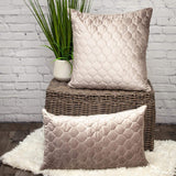 Taupe Tufted Velvet Quilted Lumbar Throw Pillow - Homeroots - Flyclothing LLC