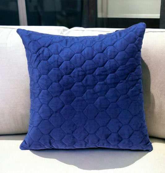 Blue Tufted Velvet Quilted Throw Pillow - Homeroots - Flyclothing LLC